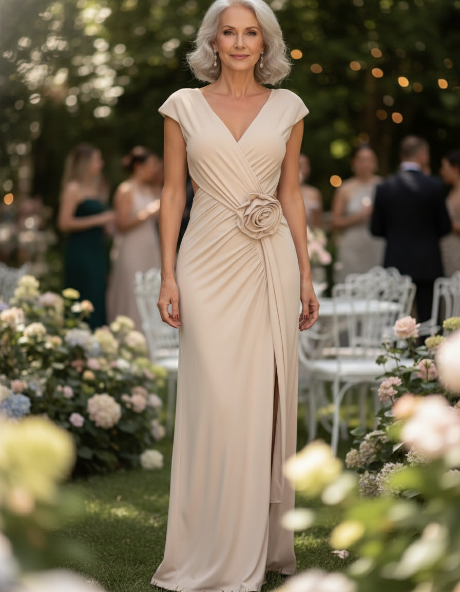 European & American Runway Elegance – Solid Color Sleeveless V-Neck Cross Stretch Dress