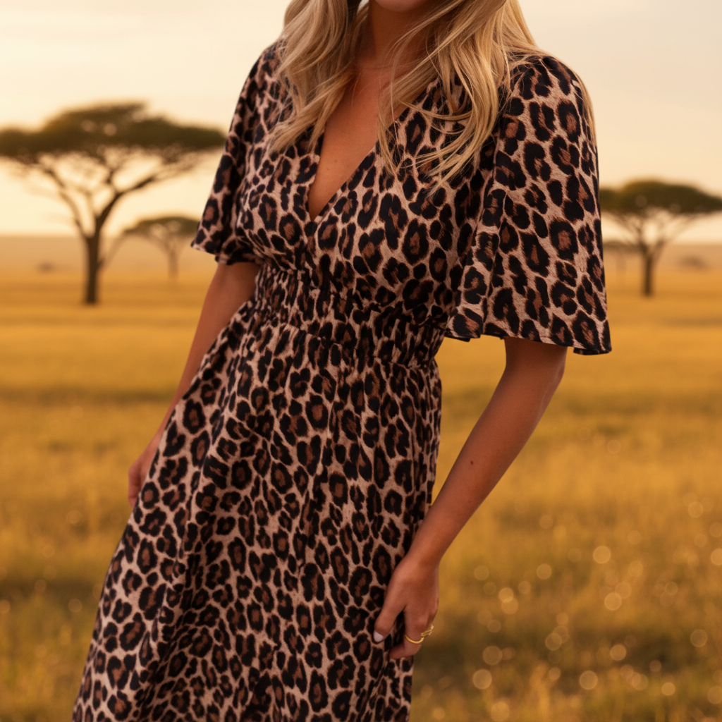 Plus Size Leopard V-Neck Maxi Dress – Bold & Beautiful