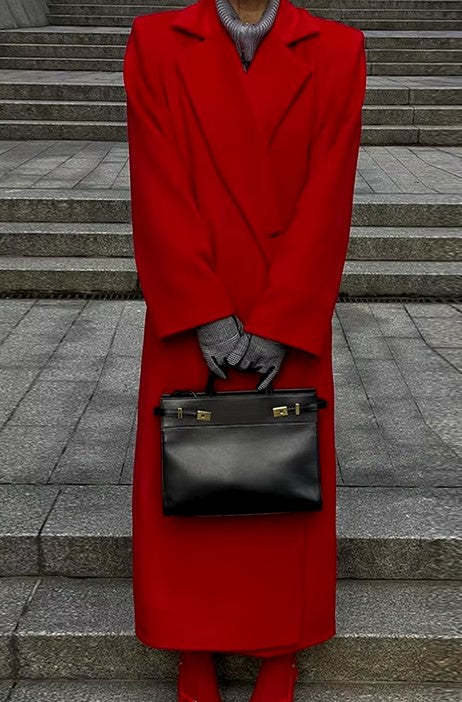 Retro Red Loose Big Lapel Coat