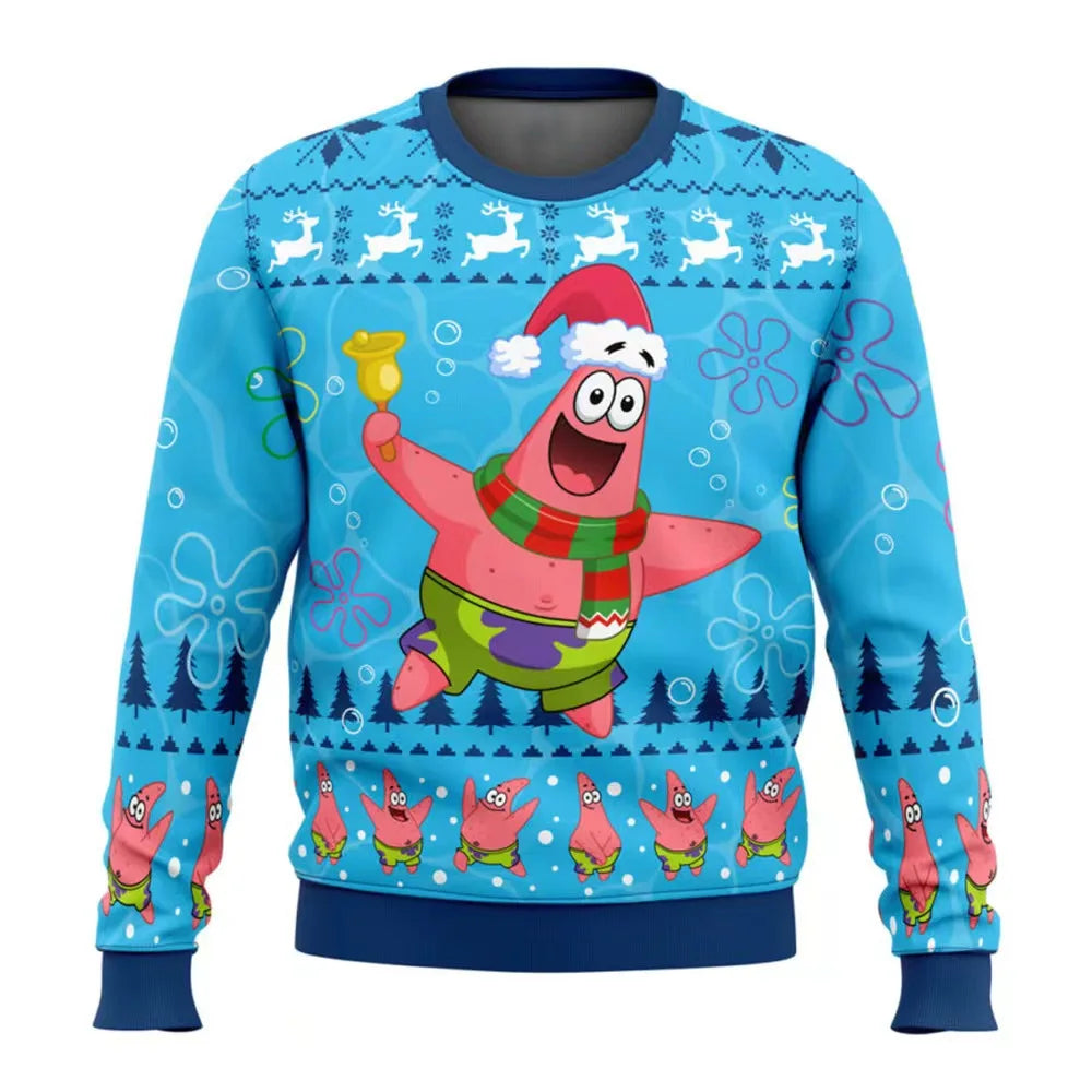 New SpongeBob SquarePants Nickelodeon Ugly Christmas Sweater Fashion Women's Men's Hoodie Cartoon Anime Couple Sports Shirt