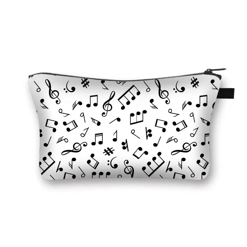 Music Notes Cosmetic Bag Women Makeup Bags Piano / Guitar Ladies Storage Bags for Travel Female Cosmetic Case