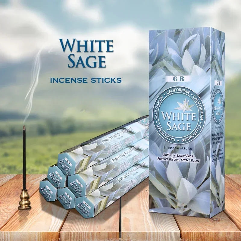 20 Sticks Indian Incense. Infused with White Sage, Lavender, and Sea Breeze scents