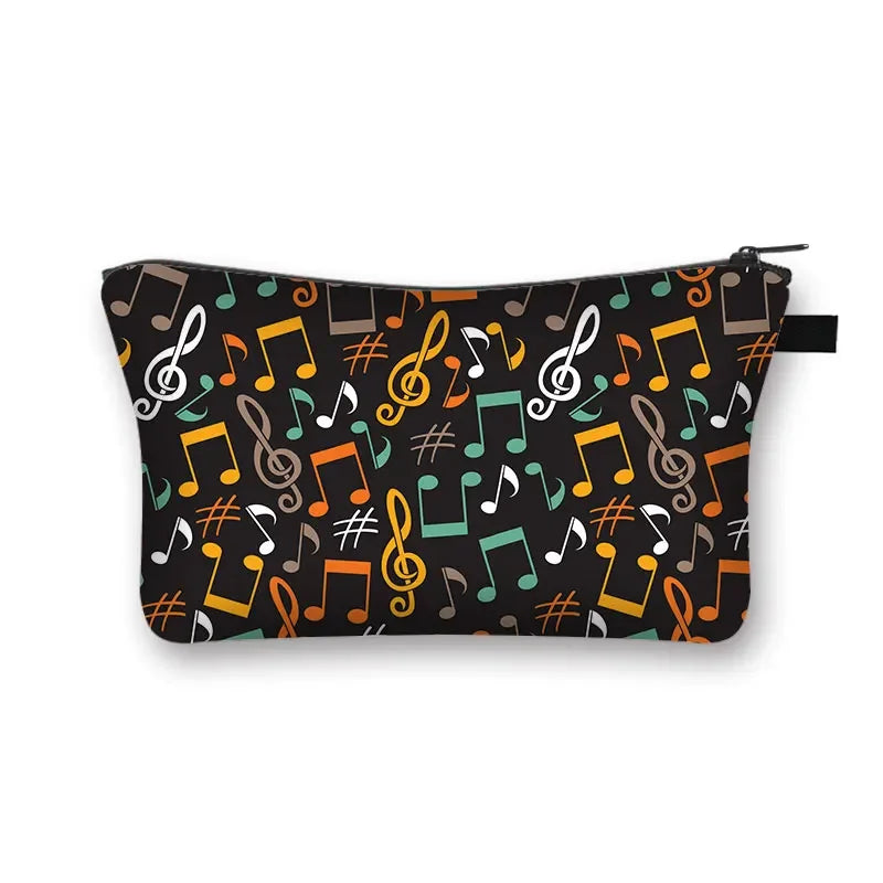 Music Notes Cosmetic Bag Women Makeup Bags Piano / Guitar Ladies Storage Bags for Travel Female Cosmetic Case