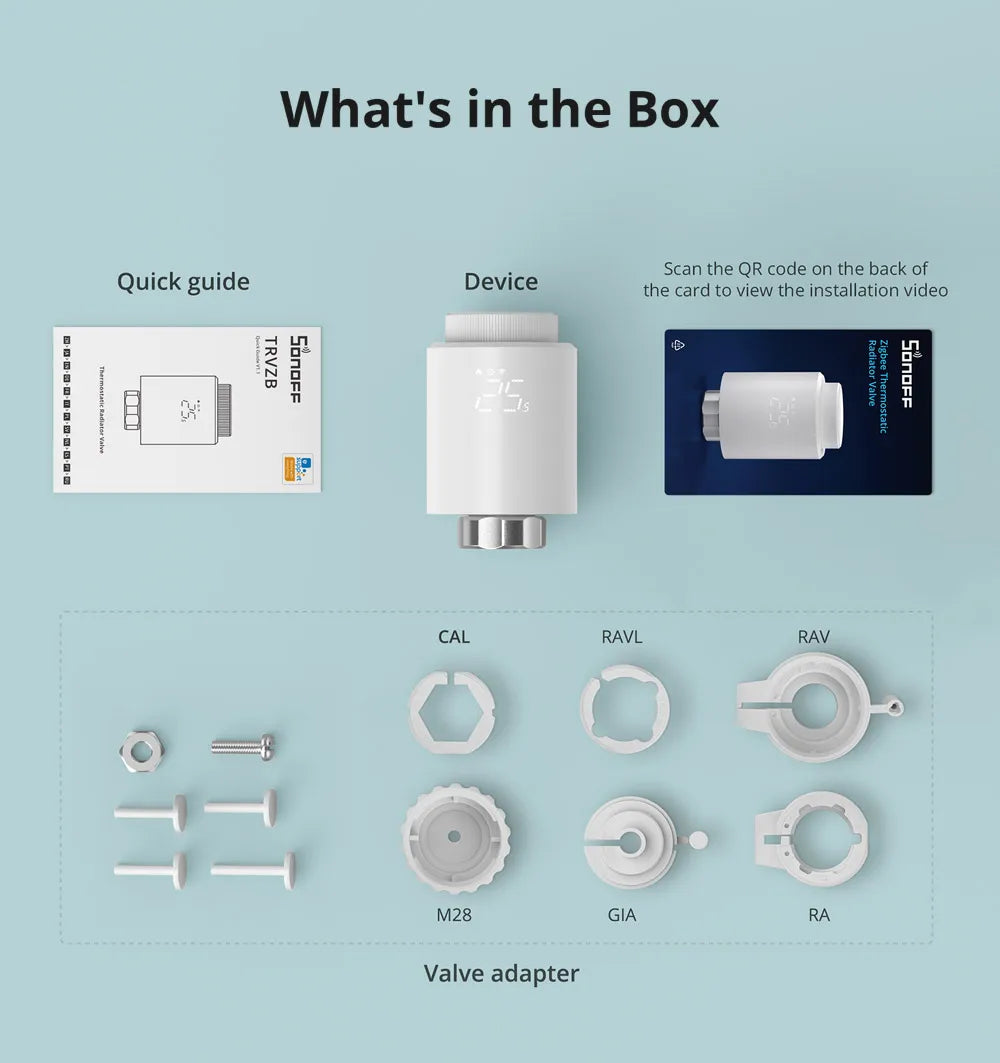 Zigbee TRVZB Thermostatic Radiator Valve Smart Home eWeLink App Remote Control Works with SONOFF ZB Bridge-P/ ZBDongle-P