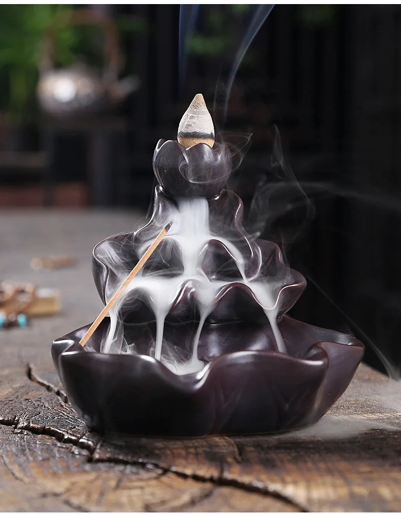 Zen Lotus Leaf design -Backflow Incense Burner Aroma Diffuser