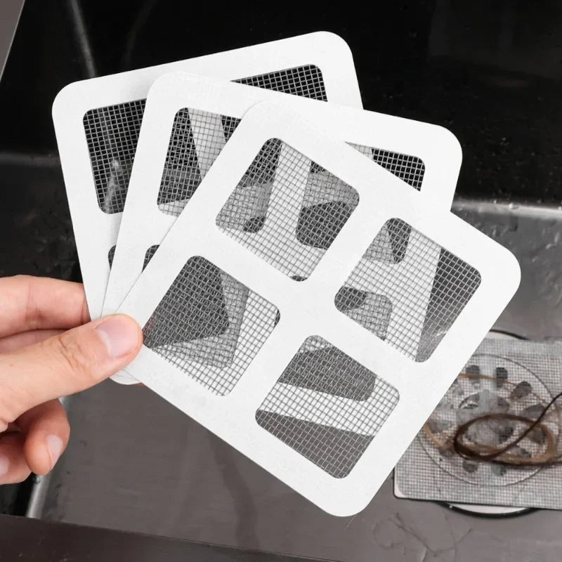 10/200Pcs Hair Catchers Anti Blocking Mesh Floor Drain Sewer  Sticker Disposable Mesh Sink Strainer Kitchen Bathroom Strainer