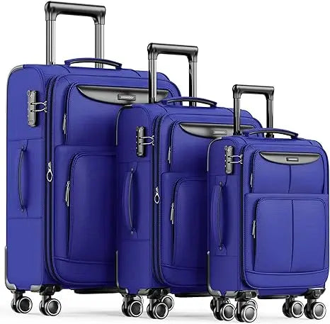 SHOWKOO Luggage Sets 3 Piece Softside Expandable Lightweight & Durable Suitcase Sets Double Spinner Wheels TSA Lock (20in/24in/28in)