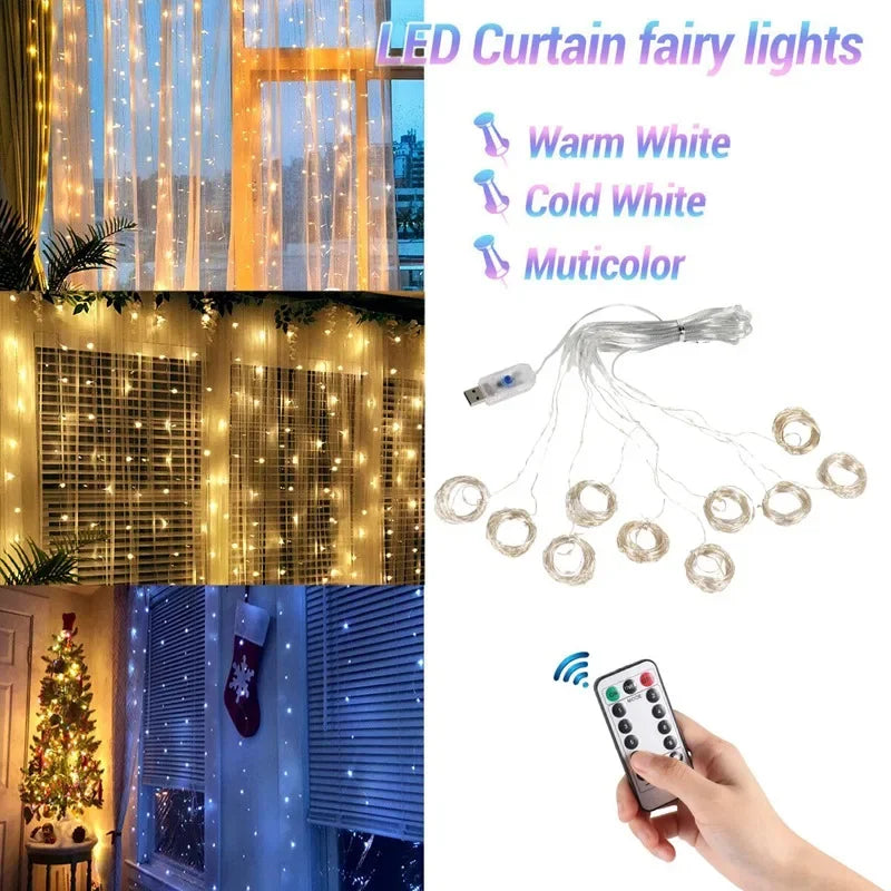 1/2/3M Christmas Lights Curtains- Christmas Gifts 2025 New Year Decorations