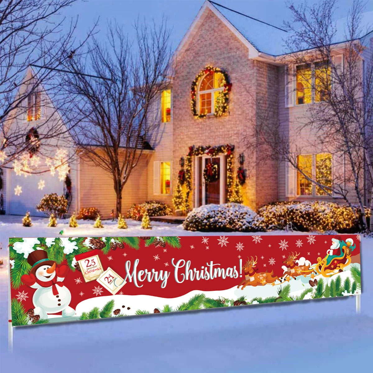 Christmas Outdoor Banner Backdrop Christmas Decoration For Home 2022 Xmas Ornaments Gifts Navidad Noel Natal Happy New Year 2023