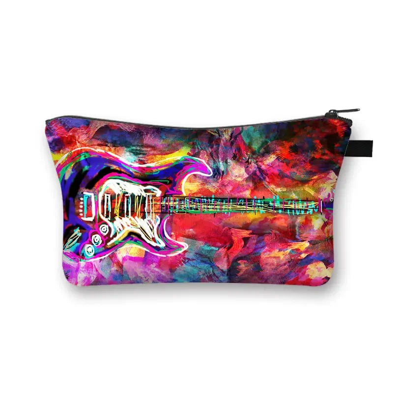 Music Notes Cosmetic Bag Women Makeup Bags Piano / Guitar Ladies Storage Bags for Travel Female Cosmetic Case