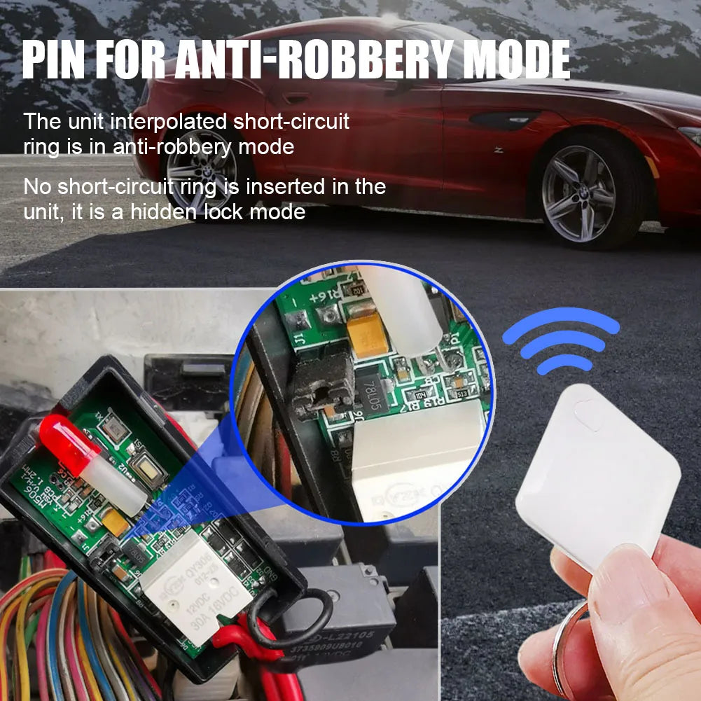 Immobilizer Anti-Theft Alarm System, M506 Wireless Engine Lock, Auto Anti-Robbery Device, Intelligent Circuit Cut Off Tool, Universal 12V Car Alarm + 2 Remotes