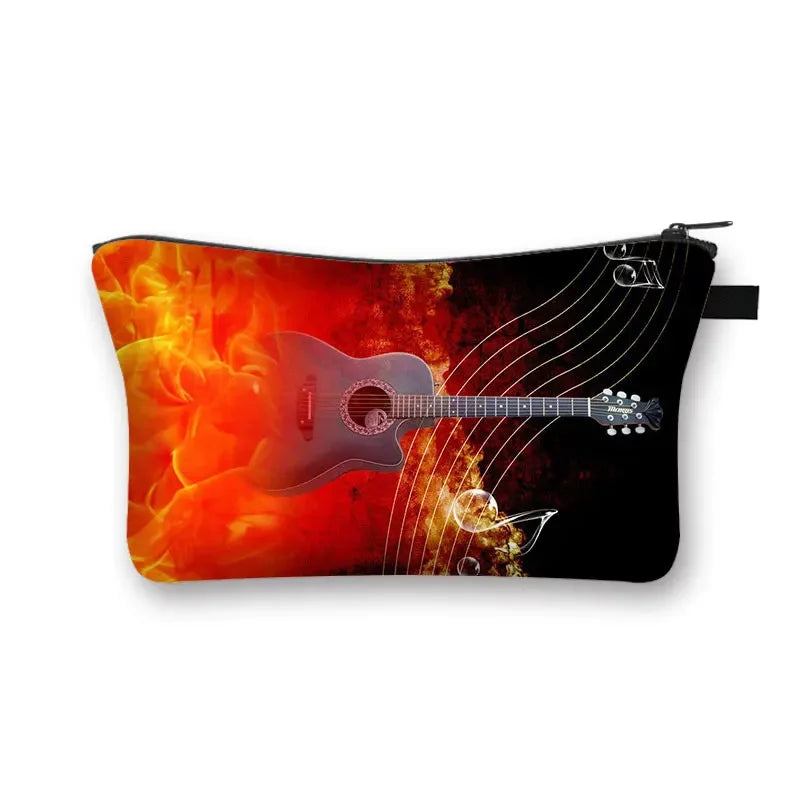 Music Notes Cosmetic Bag Women Makeup Bags Piano / Guitar Ladies Storage Bags for Travel Female Cosmetic Case