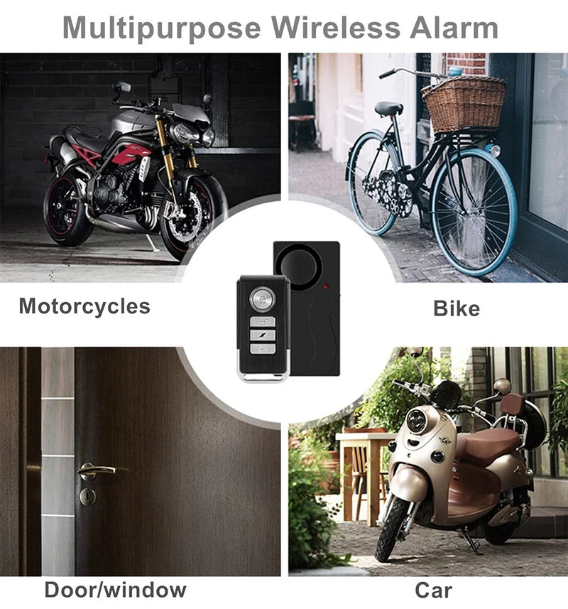 Wireless Bicycle Vibration Alarm IP55 Waterproof Motorcycle Alarm Remote Control Anti-theft Bike Detector Alarm System