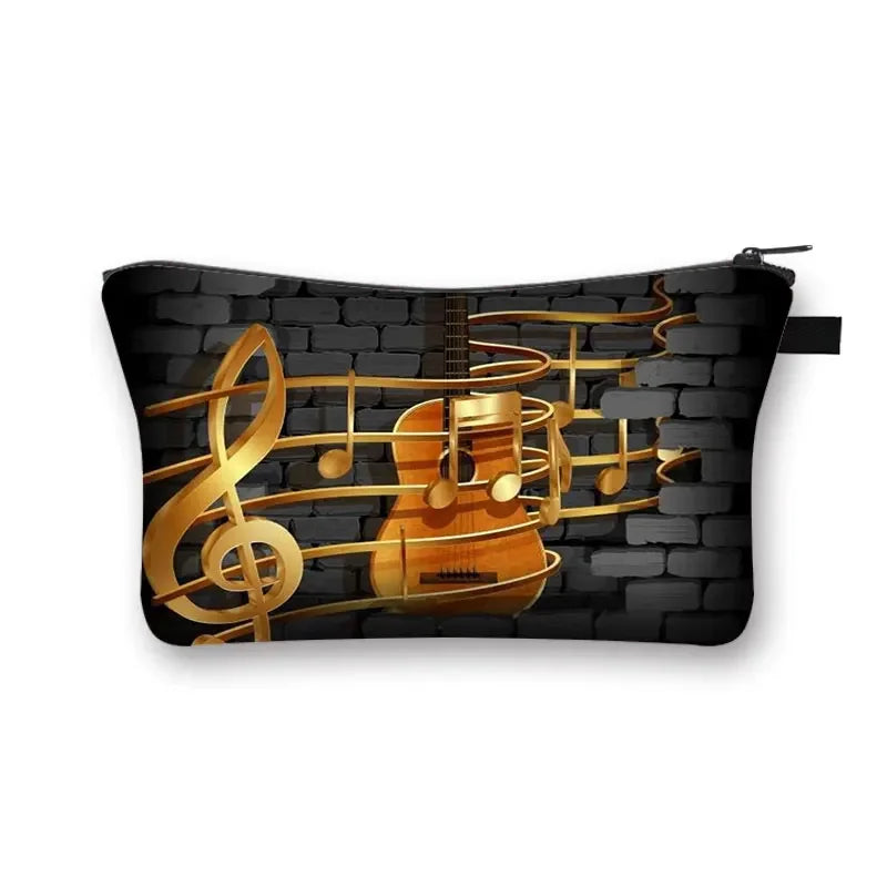 Music Notes Cosmetic Bag Women Makeup Bags Piano / Guitar Ladies Storage Bags for Travel Female Cosmetic Case