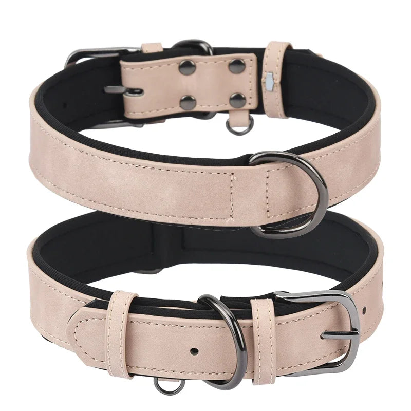 Adjustable Soft Padded Dog Collars PU Leather Dog Collar Necklace Pet Necklace For Small Medium Large Dogs Pitbull Labrador Pug