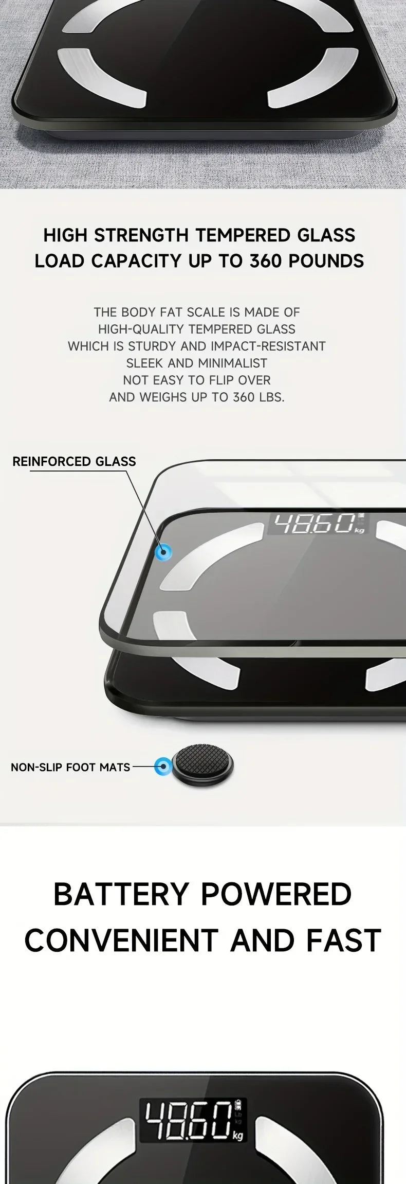 Smart Scale Track Weight BMI Body Fat High-Capacity Health Monitor with App 400lbs weighing scale Bluetooth Precision