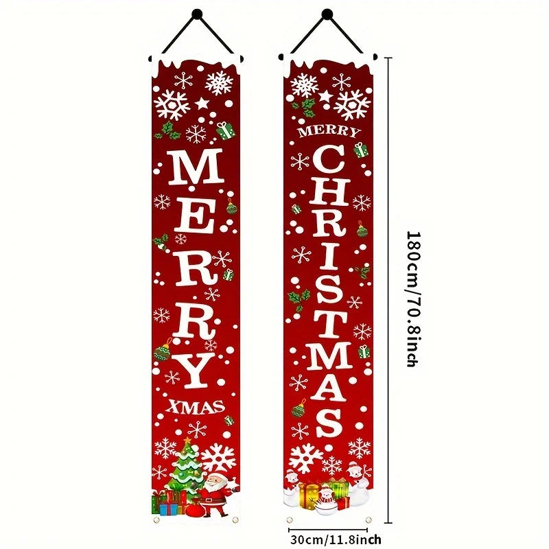 A Pair of Christmas Banners for Holidays: Suitable for Home, Party, or Garden Decoration -180cm/70.8 Inches X 30cm/11.8 Inches