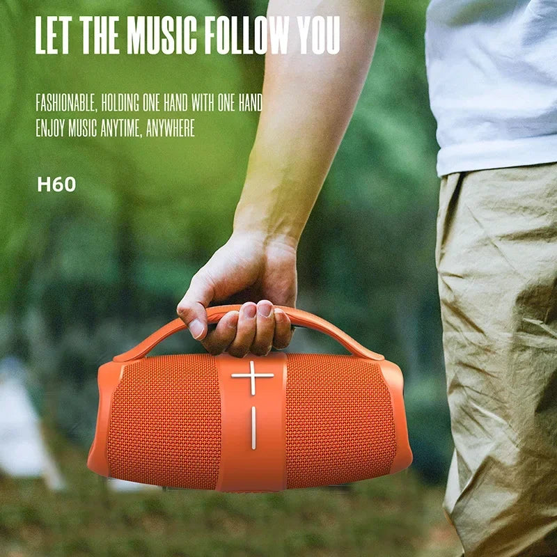 H60 Bluetooth Speaker Outdoor Waterproof Subwoofer TWS Portable Stereo Boombox Powerful Column Audio Center TF