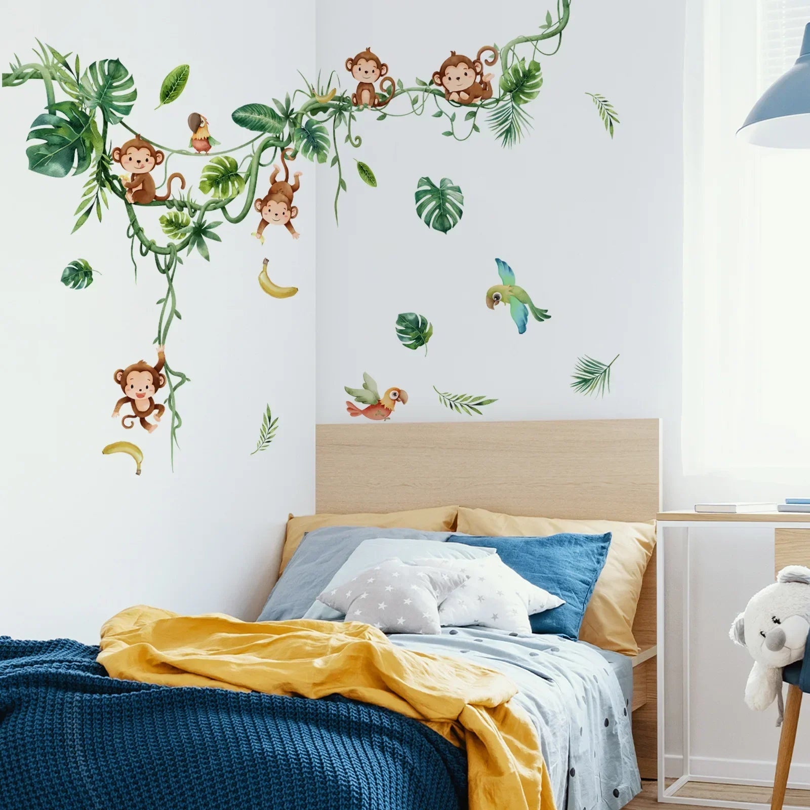 Large Forest Animal Monkey Wall Sticker for Kids Rooms Baby Bedroom Room Decor Nursery Children's Sticker Wallpaper Monkey Mural