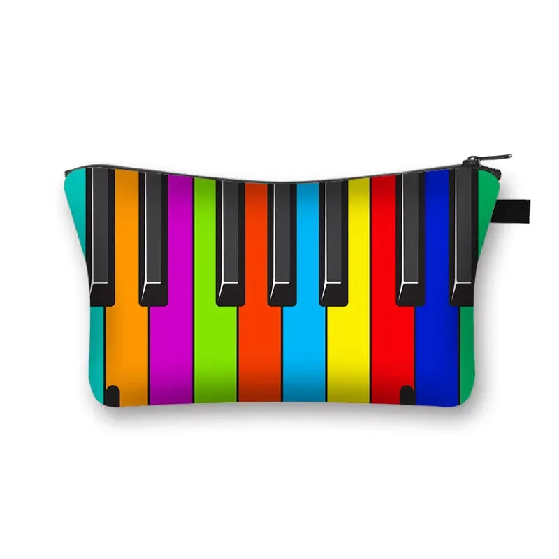 Music Notes Cosmetic Bag Women Makeup Bags Piano / Guitar Ladies Storage Bags for Travel Female Cosmetic Case