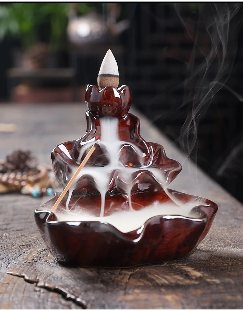 Zen Lotus Leaf design -Backflow Incense Burner Aroma Diffuser