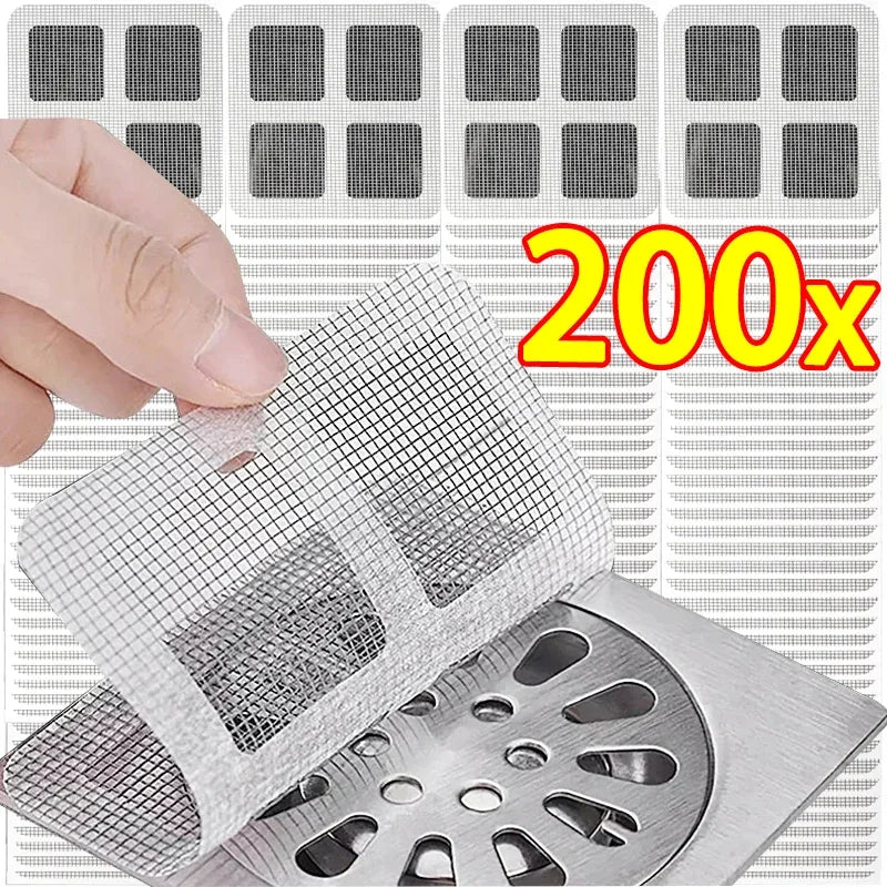 10/200Pcs Hair Catchers Anti Blocking Mesh Floor Drain Sewer  Sticker Disposable Mesh Sink Strainer Kitchen Bathroom Strainer