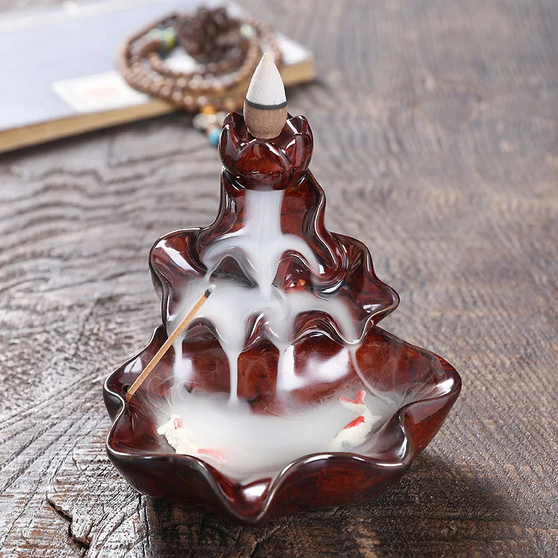 Zen Lotus Leaf design -Backflow Incense Burner Aroma Diffuser