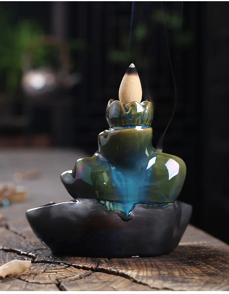 Zen Lotus Leaf design -Backflow Incense Burner Aroma Diffuser