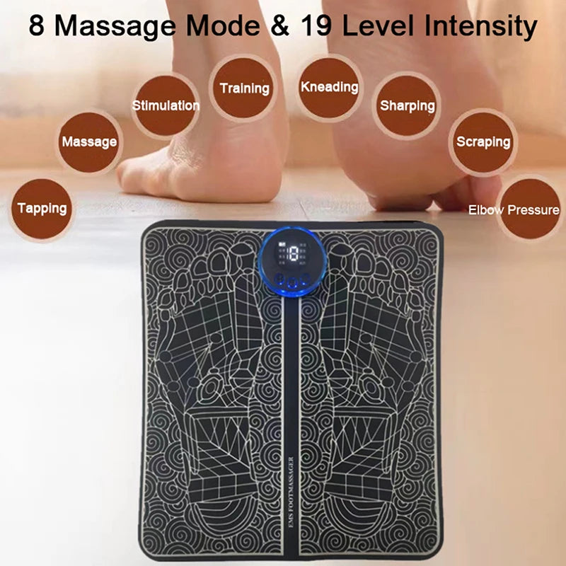 FootThera - Electric USB Charging Foot Massage Mat Relaxes Foot Acupoint Massage Mat Improves Blood Circulation 8 Modes 19 Level Relaxation