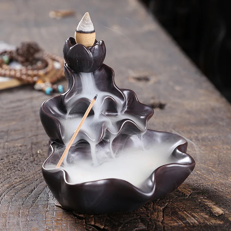 Zen Lotus Leaf design -Backflow Incense Burner Aroma Diffuser