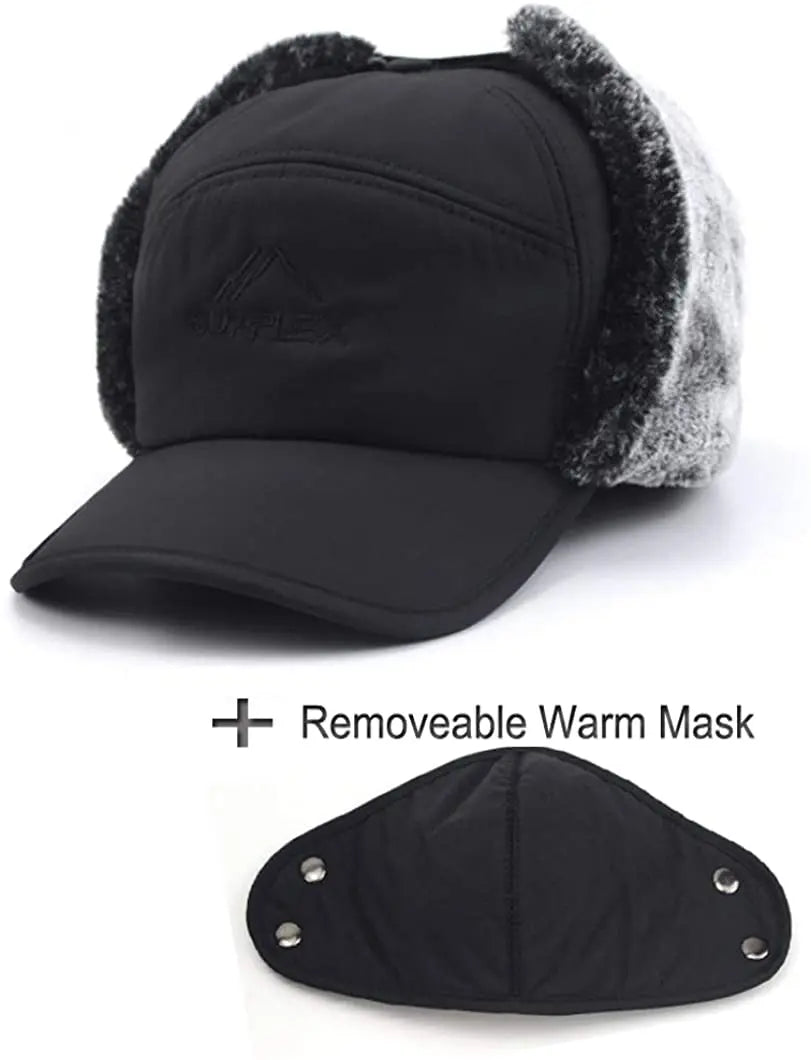 Winter Warm Thicken Faux Fur Bomber Hat unisex, Ear Flap Cap Ski Soft Thermal Bonnets