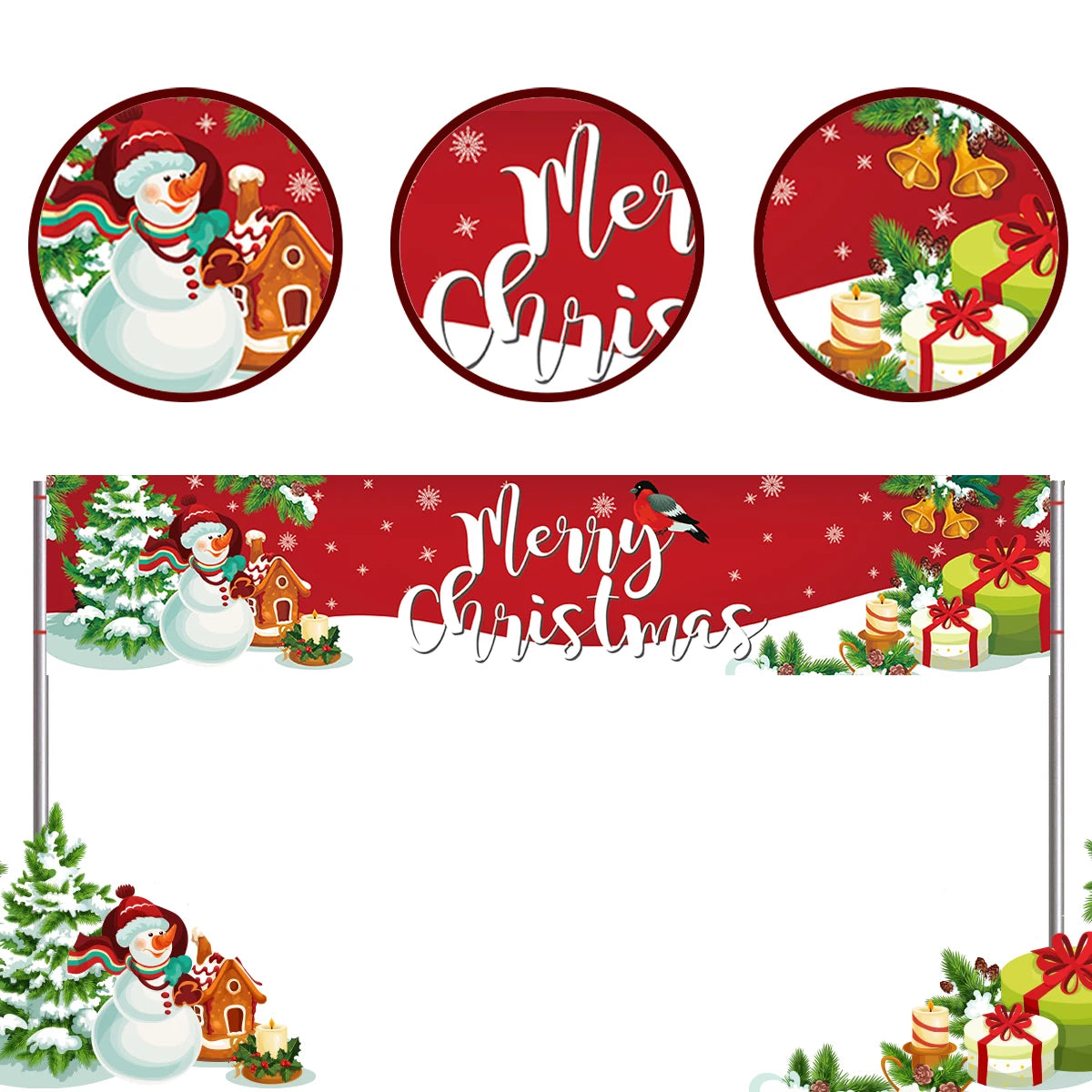 Christmas Outdoor Banner Backdrop Christmas Decoration For Home 2022 Xmas Ornaments Gifts Navidad Noel Natal Happy New Year 2023