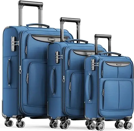 SHOWKOO Luggage Sets 3 Piece Softside Expandable Lightweight & Durable Suitcase Sets Double Spinner Wheels TSA Lock (20in/24in/28in)