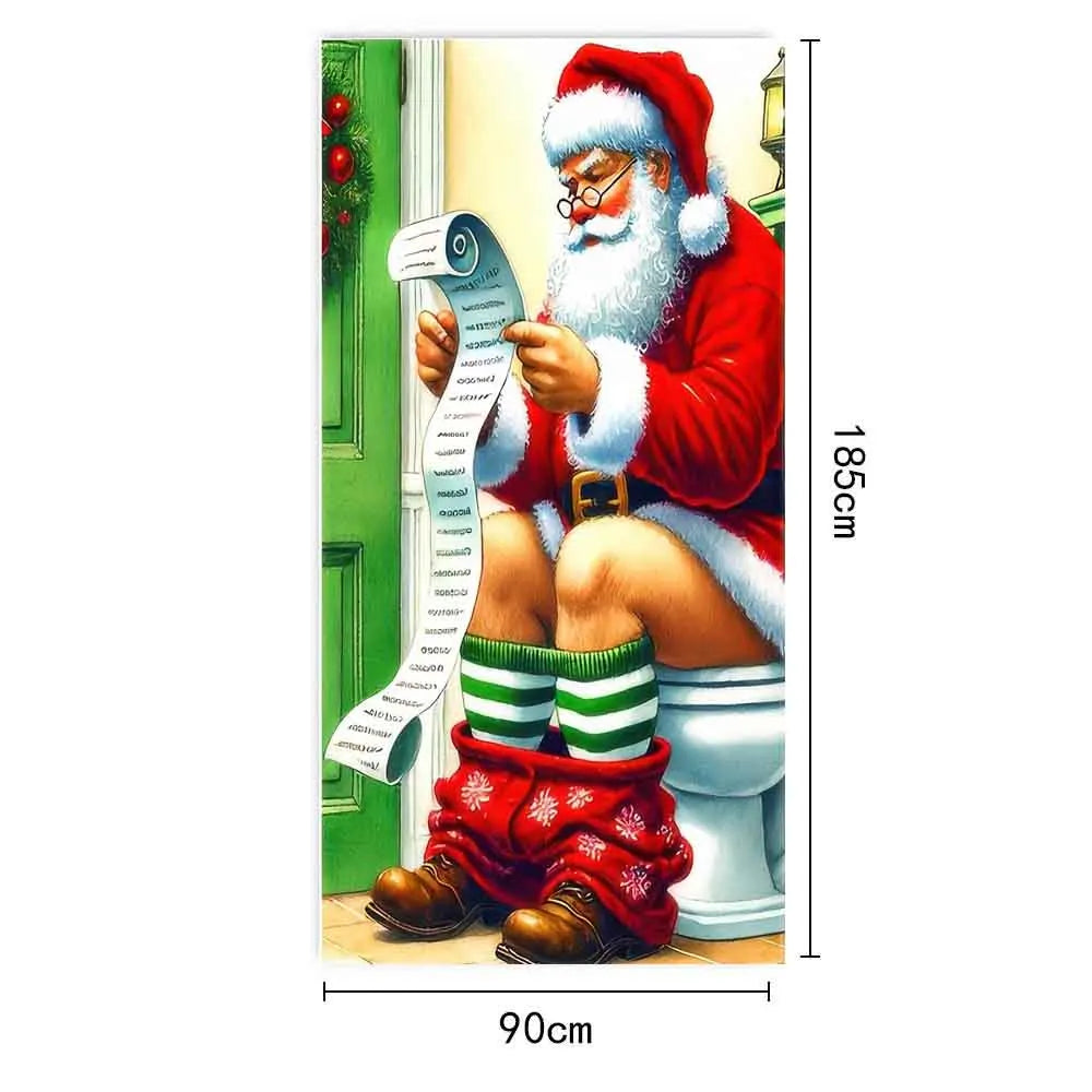 Christmas Door Cover Merry Christmas Background Banner Xmas Fabric Door Banner Photography Hanging Cover Photo Booth Props Decor