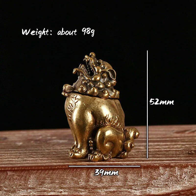 Antique Mythical Beast Figurines Small Incense Burner Retro Brass Hollow Incense Holder with Cover Home Decors Sandalwood Censer