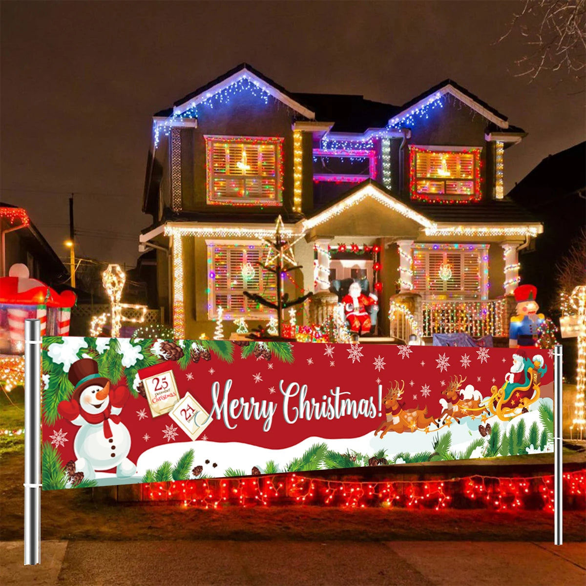 Christmas Outdoor Banner Backdrop Christmas Decoration For Home 2022 Xmas Ornaments Gifts Navidad Noel Natal Happy New Year 2023