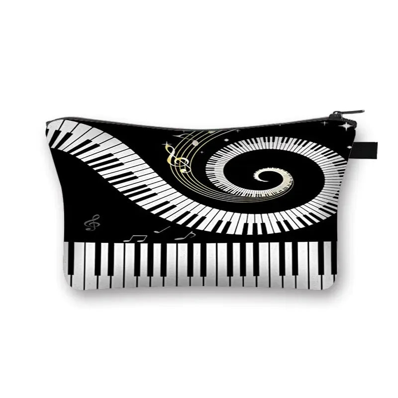 Music Notes Cosmetic Bag Women Makeup Bags Piano / Guitar Ladies Storage Bags for Travel Female Cosmetic Case