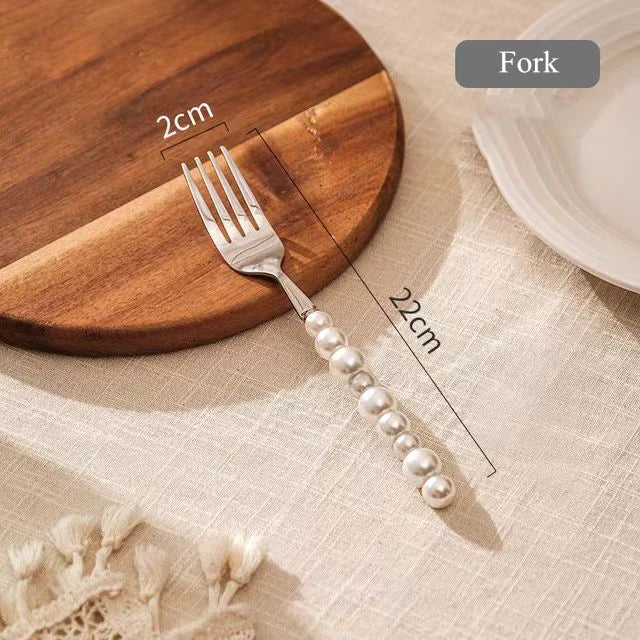 Trendy European Silver Fashion Pearl Cutlery Set 18/10 Stainless Steel Creativity Gift Flatware , Knife Fork Spoon, high quality