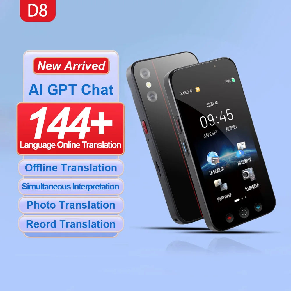 Smart voice and photo translation -D8 camera device offers 2000mAh battery and real-time translation for 144 languages