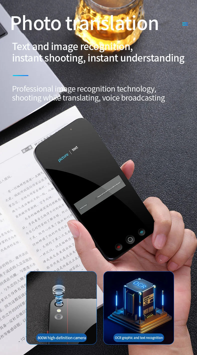 Smart voice and photo translation -D8 camera device offers 2000mAh battery and real-time translation for 144 languages