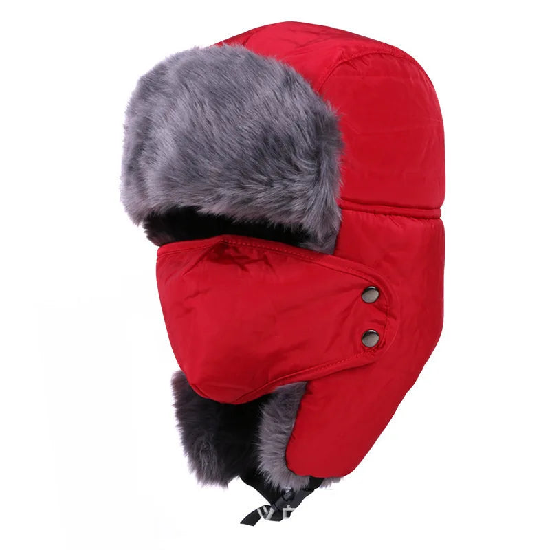 Winter Warm Thicken Faux Fur Bomber Hat unisex, Ear Flap Cap Ski Soft Thermal Bonnets