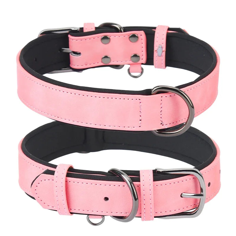 Adjustable Soft Padded Dog Collars PU Leather Dog Collar Necklace Pet Necklace For Small Medium Large Dogs Pitbull Labrador Pug