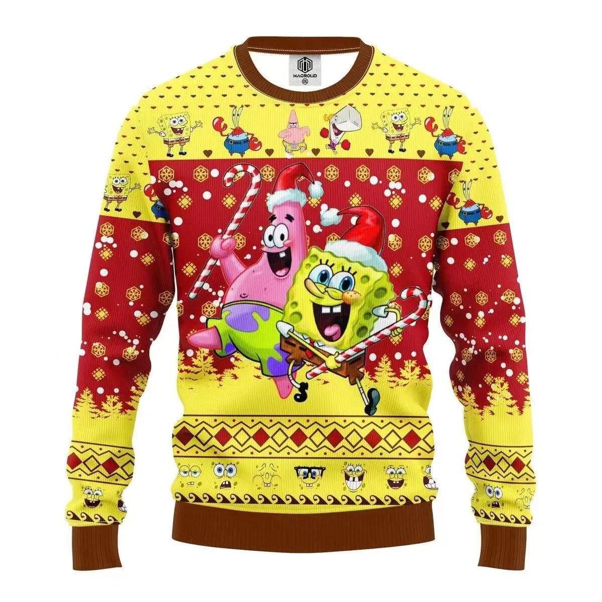 New SpongeBob SquarePants Nickelodeon Ugly Christmas Sweater Fashion Women's Men's Hoodie Cartoon Anime Couple Sports Shirt