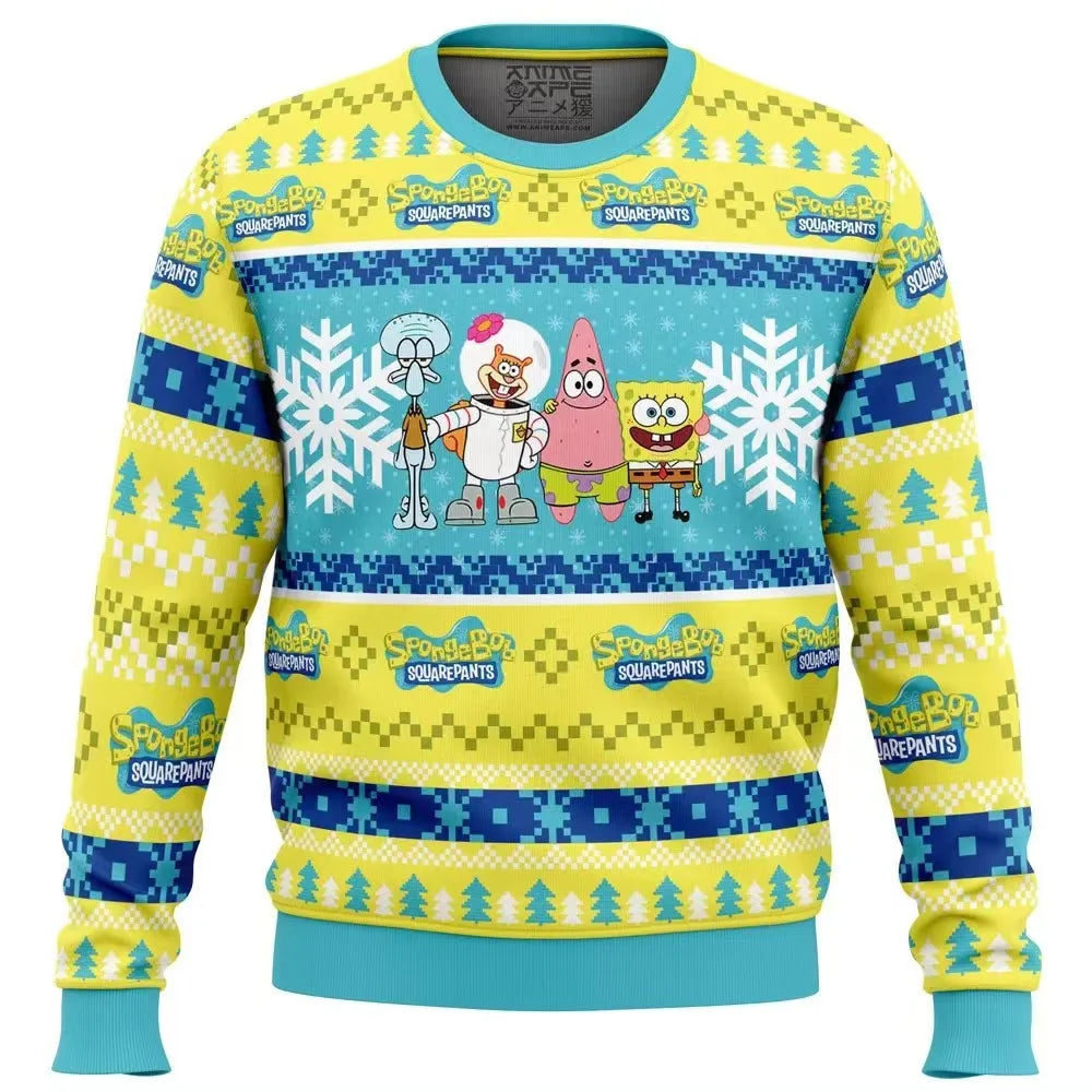 New SpongeBob SquarePants Nickelodeon Ugly Christmas Sweater Fashion Women's Men's Hoodie Cartoon Anime Couple Sports Shirt