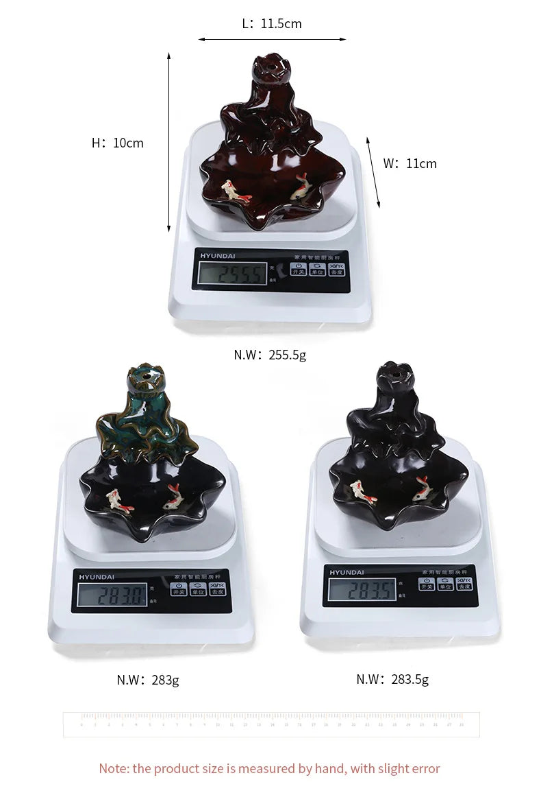 Zen Lotus Leaf design -Backflow Incense Burner Aroma Diffuser