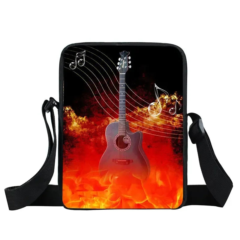 Music Notes / Guitar / Piano Messenger Bag Girls Canvas Shoulder Bags Women Handbags Crossbody Bags Small Satchel Bookbag Gift