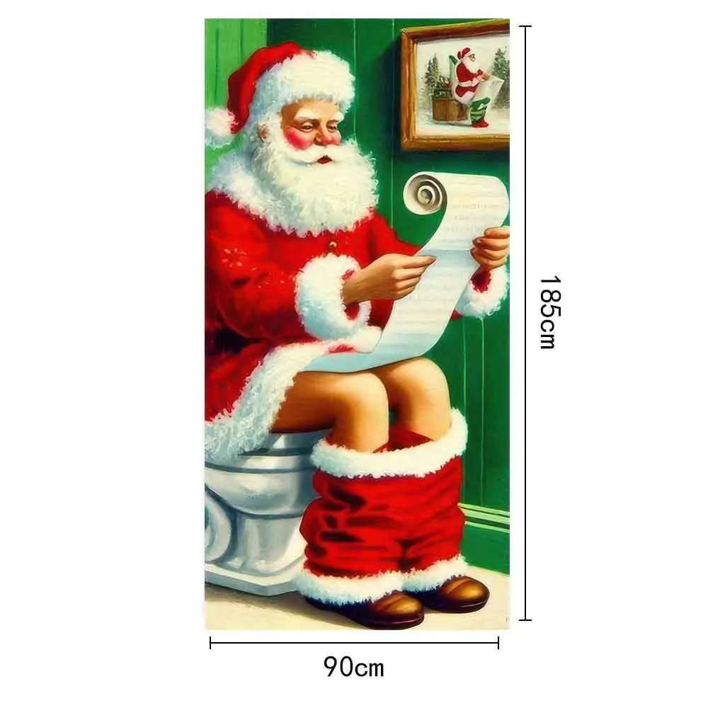 Christmas Door Cover Merry Christmas Background Banner Xmas Fabric Door Banner Photography Hanging Cover Photo Booth Props Decor