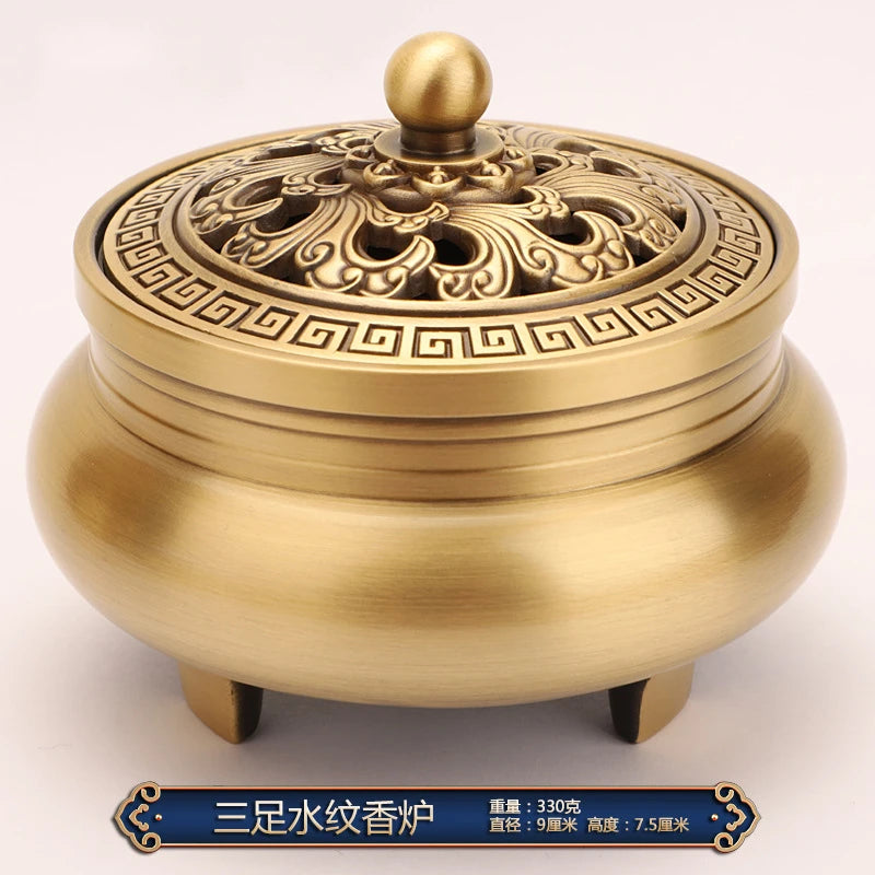 Beautiful Dragon and Phoenix Carved Copper Incense Burner. Crafted from high-quality brass