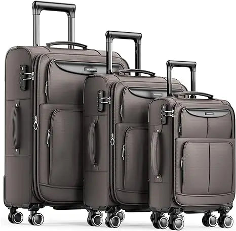 SHOWKOO Luggage Sets 3 Piece Softside Expandable Lightweight & Durable Suitcase Sets Double Spinner Wheels TSA Lock (20in/24in/28in)