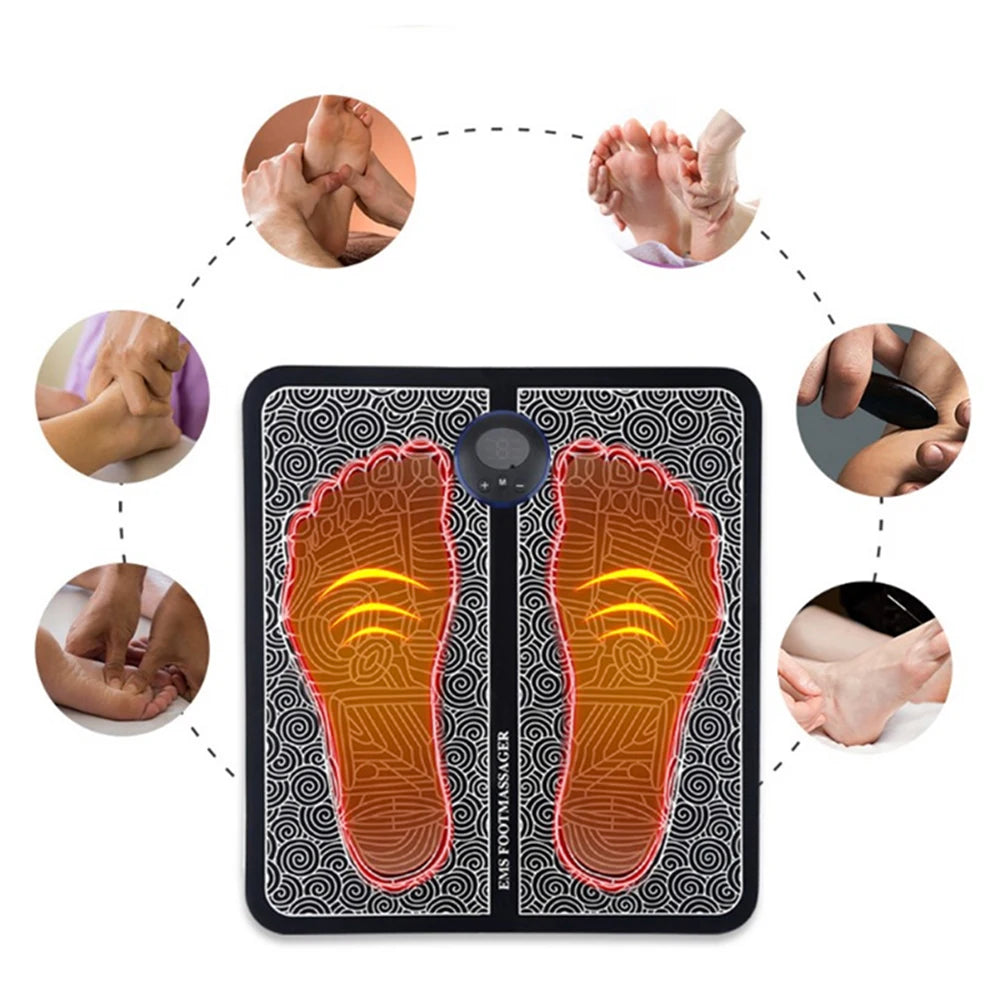 FootThera - Electric USB Charging Foot Massage Mat Relaxes Foot Acupoint Massage Mat Improves Blood Circulation 8 Modes 19 Level Relaxation